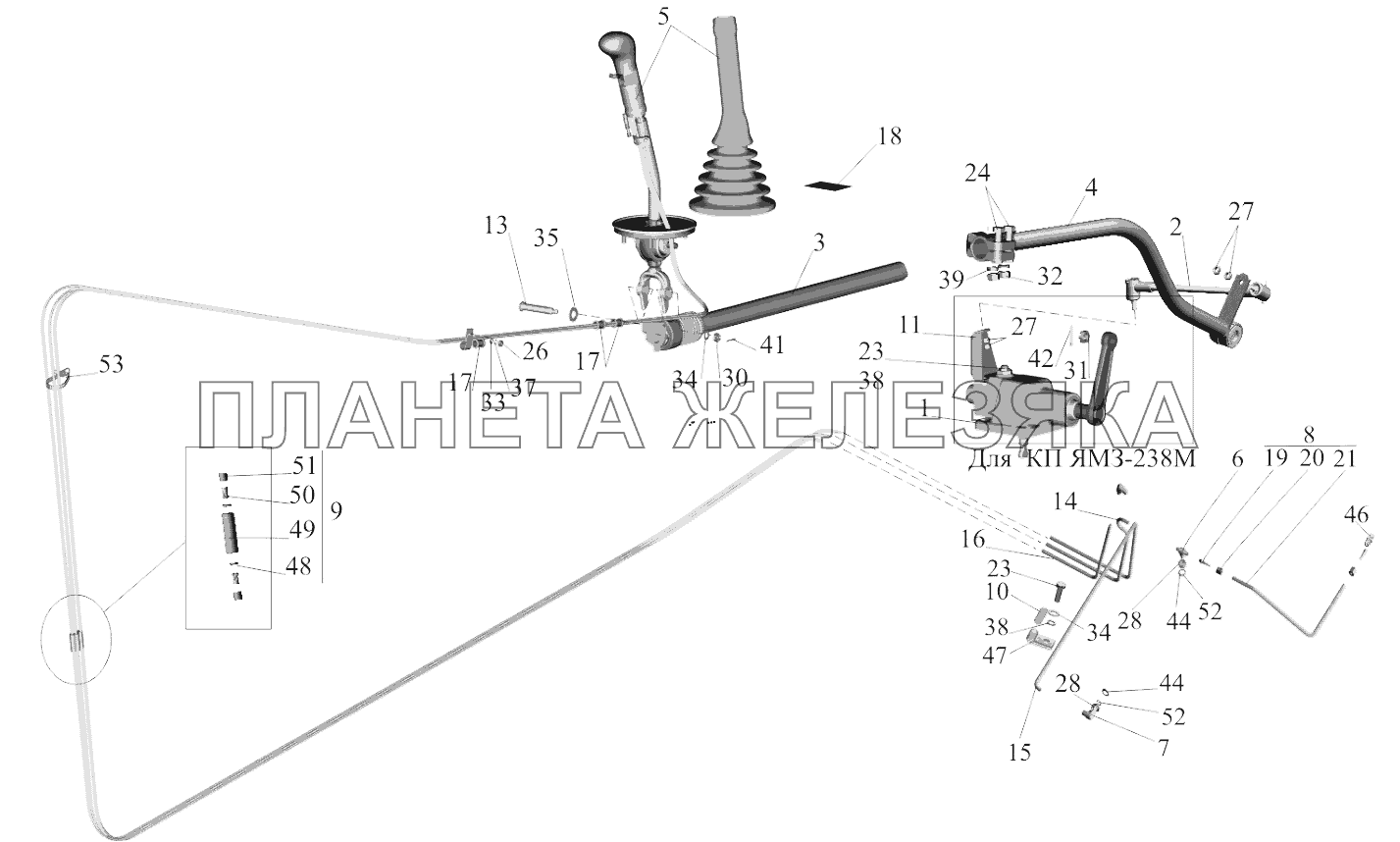 Установка привода управления коробкой передач 642205-1700002, 543403-1700002 МАЗ-6303A3, 6303A5